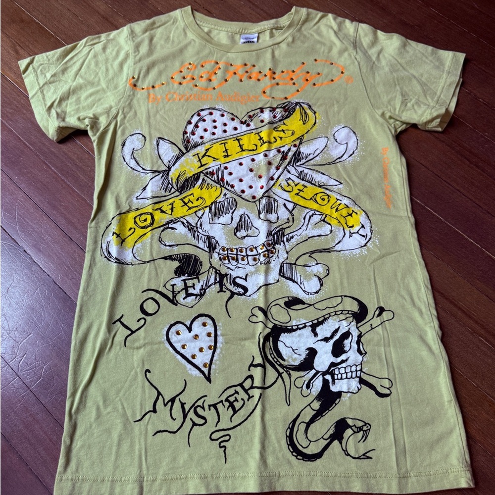 Ed Hardy Tee with Skull and Heart Design